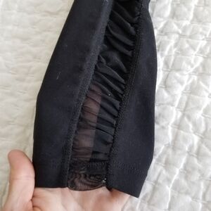 KiraGrace Black Ruched Mesh Side Panel 7/8 Yoga Athletic Leggings size S
